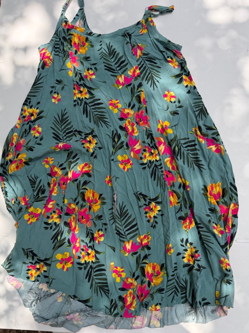 *torn* Floral Tiered Maxi Skirt - Teal with Pink & Yellow Flowers